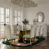 AUZ Dining Chairs, White Boucle Upholstered Dining Chairs with Rolled Back, Gold Mirrored Stainless Steel Cabriole Legs, Set of 10 view 2
