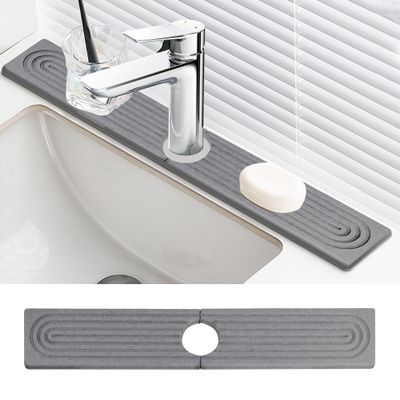 Faucet Mat for Kitchen Sink Diatomite Fast Drying Stone Sink Tray Absorbent Mat Faucet Splash Guard for Kitchen Sink and Bathroom Counter