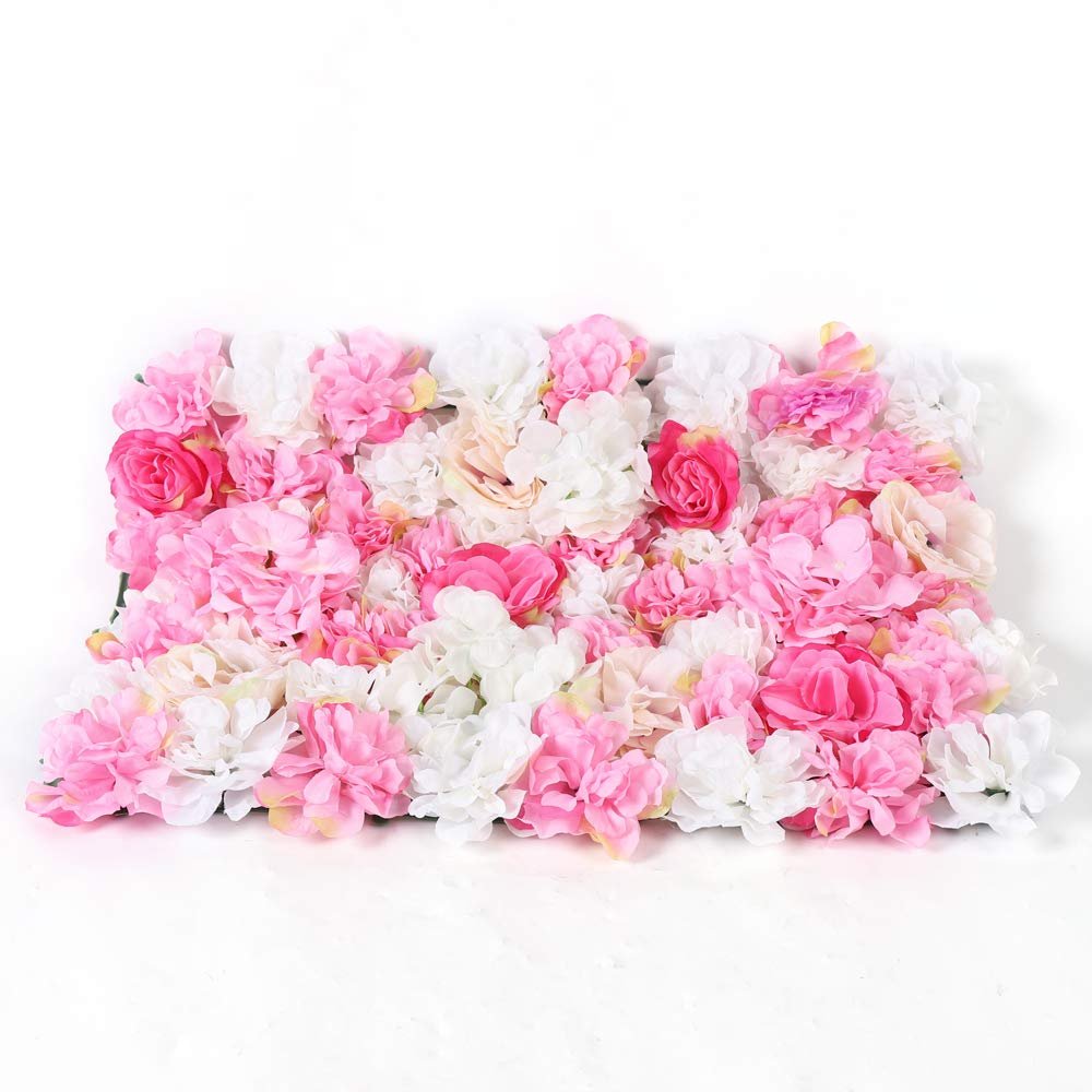 8-Piece Artificial Flower Wall Panels - Pink Rose Wall Floral Decor for Wedding & Party Arrangement