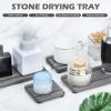 4PCS Stone Drying Trays for Bathroom Sink and Kitchen Counter - Water Absorbing Stone Tray with Diatomaceous Earth, Soap Dish and Coaster view 3