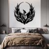 Metal Phoenix Wall Decor, Phoenix Metal Sign, Phoenix Metal Wall Art, Phoenix Wall Sculpture, Mythology Wall Art, Phoenix Modern Wall Silhouette, Wall Decor Living Room (Silver, 18"x19"|45x47cm) view 3