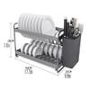 Dish Drying Rack Dish Drainer Rack 2 Tier Dish Rack with Drainboard Holder Dish Rack Organizer with Utensil Knife Holder, Dish Drainer for Kitchen Counter Cutlery Holder Drainboard view 2