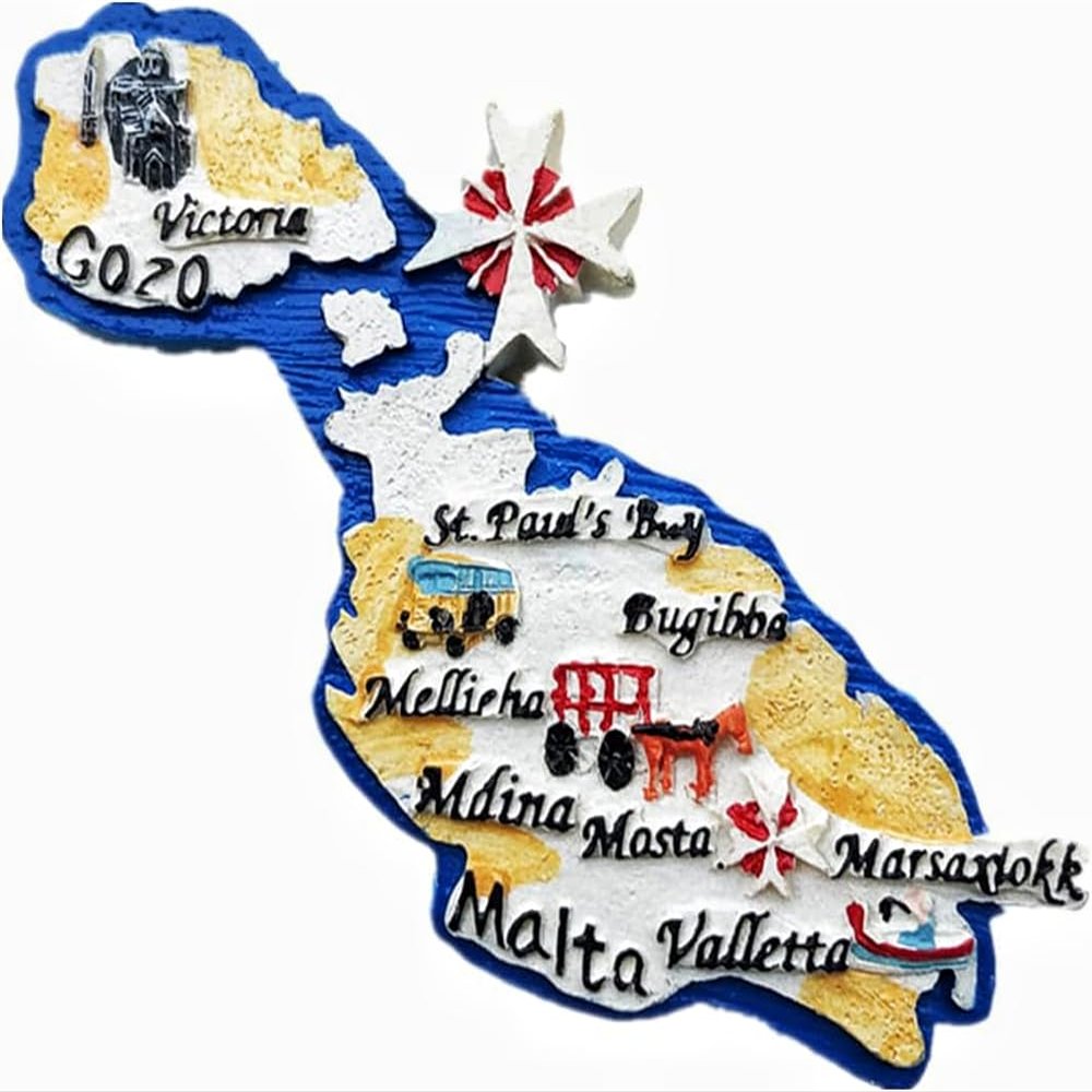 Malta Map Fridge Magnet Tourist Souvenir Refrigerator Decoration Magnet Hand Painted Craft
