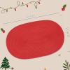 Noctiflorous Oval Braided Placemats Set of 8 Woven 12x17.5 Inch Non Slip Washable Heat Resistant Place Mats Round Tablemats for Dining Kitchen Party Daily Table Decor Dinner Mats (Red Shine, 8) view 2