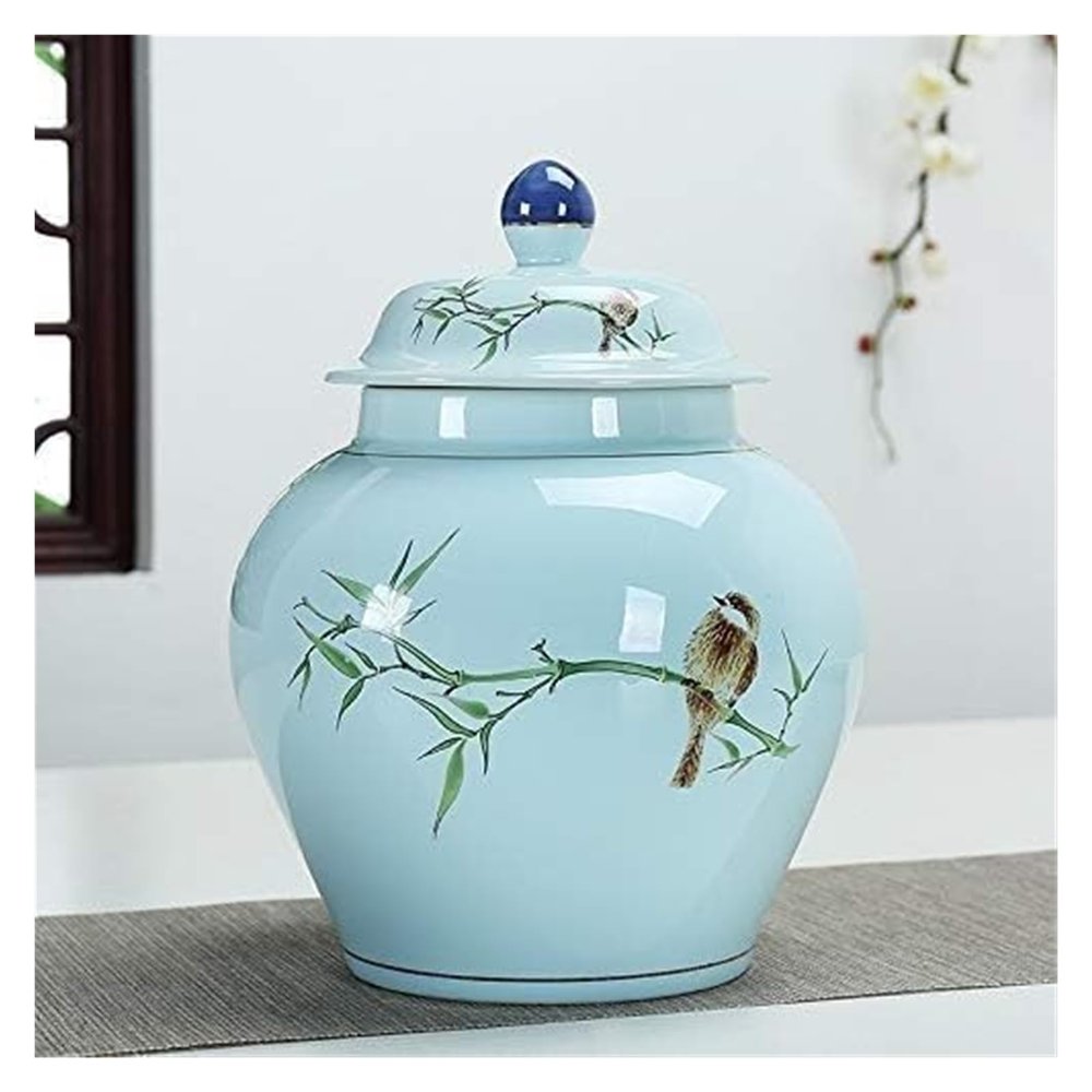 Vases Rustic Home Decor Rustic Decorated Chinese Binaural Dragon Vase Porcelain Jar with Lid with Unique Heart-Shaped and Rope Design-E(Animal Horse)