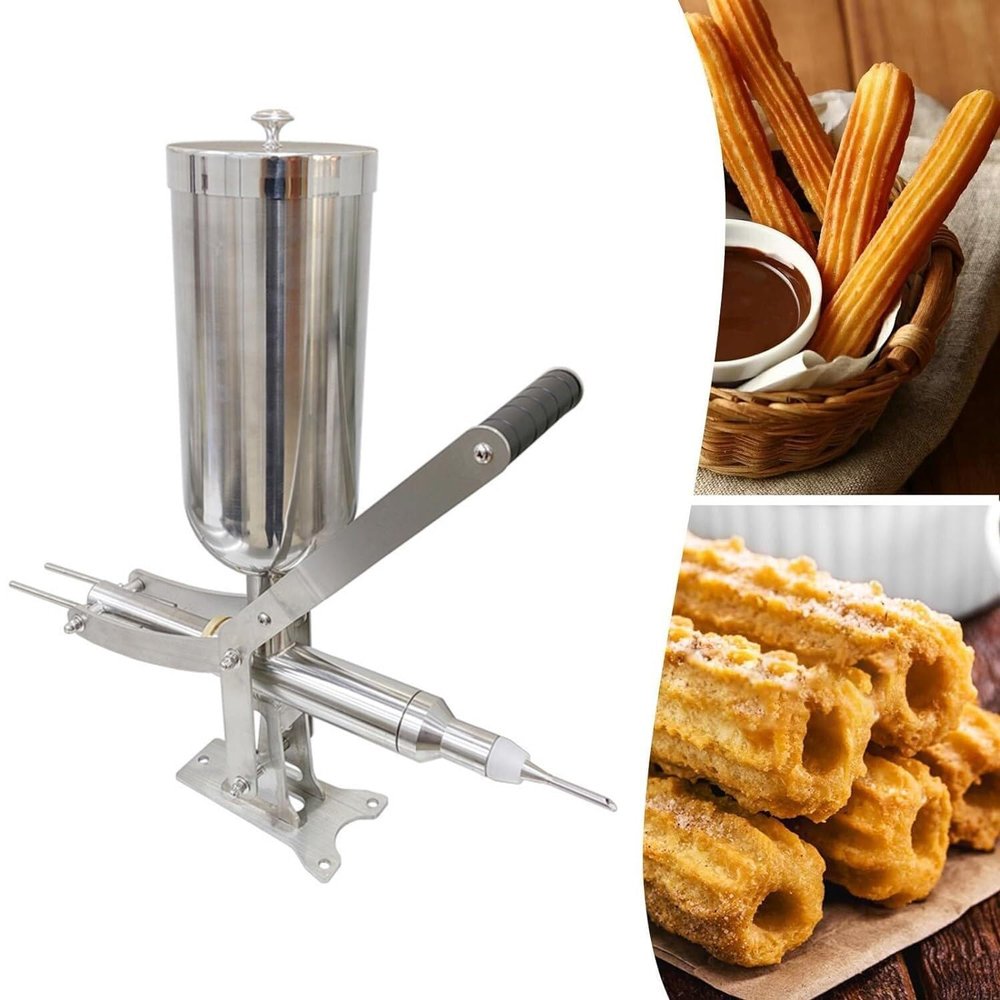 5L Manual Spanish Churro Filler Latin Fruit Donut Filling Machine Stainless Steel Spanish Doughnut Filler Commercial Spanish Churro Maker Filling Machine for Kitchen Restaurant(Short)
