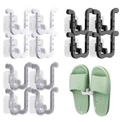 CUCUFA Wall Shoe Rack 12Pcs Shoes Rack Slippers Holder Multifunctional Slippers Organizer Self Adhesive Shoe Rack Wall Hanger for Door Closet Bathroom Kitchen