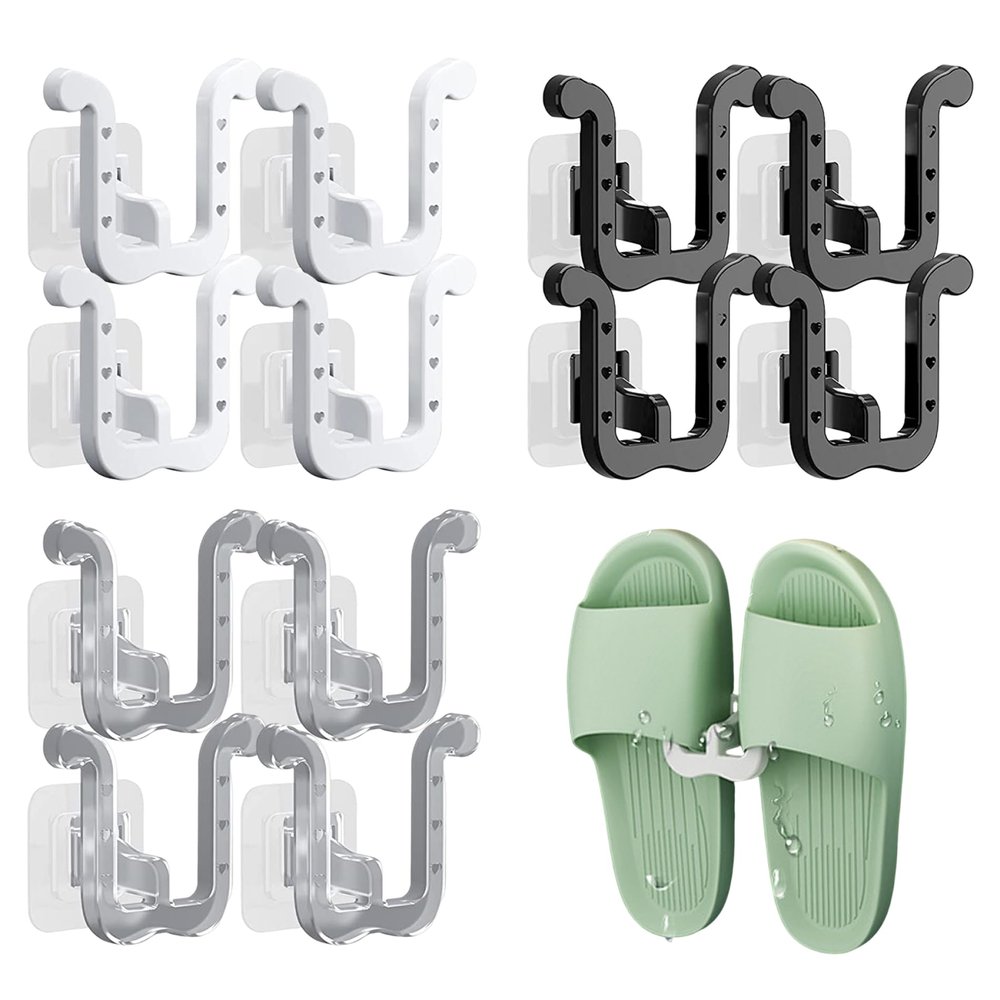 CUCUFA Wall Shoe Rack 12Pcs Shoes Rack Slippers Holder Multifunctional Slippers Organizer Self Adhesive Shoe Rack Wall Hanger for Door Closet Bathroom Kitchen