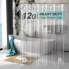 AmazerBath Heavy Duty Shower Curtain Liner 12 Gauge, 72 x 72 Inches with 3 Clear Stones Black Shower Curtain Hooks, 12PCS Elliptical Heavy Duty Design Convenient view 2