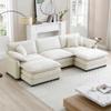 115" Modular Sectional Sofa,U Shaped Sectional Couches for Living Room,3-Seater Corduroy Upholstered Cloud Couches with Two Movable Ottomans and Deep Seats view 1