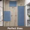 AMOAMI Waffle Bath-Mat, Absorbent Bath Mats for Bathroom Non Slip, Machine Washable Bathroom Rugs with Tassels Ultra Soft Boho Bath Rugs for Floor 17"x24" Blue view 2