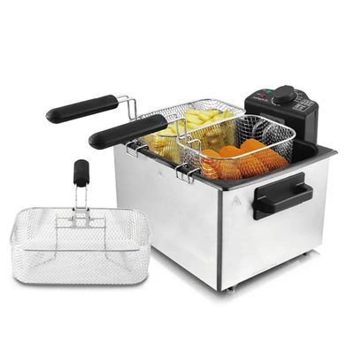BDJSN 2100W Electric Deep Fryer, 5L Home Stainless Steel Body Deep Fryer Pot, with 0-190 Temperature Adjustment, Kitchen Desktop Frying Grill for French Fries, Fried Chicken, Onion Rings