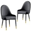 AF ARTISAN FURNITURE Grey Dining Chairs Set of 2 with High Backs Mid Century Modern Kitchen Dining Room Chairs PU Faux Leather Upholstered Large Padded Accent Chair with Legs view 1