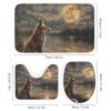 HDESDIS 4Pcs Forest Fox Fantasy Shower Curtain Sets with Rugs, Toilet Lid Cover and Bath Mat, Vintage Animal Star Moon Bathroom Shower Curtains Set with 12 Hooks view 3