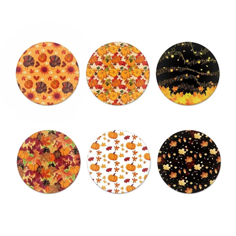 for U Designs Maple Leaf Pumpkin Turky Fall Thanksgiving Coasters Set of 6 Cute Water Absorbing Coasters for Drinks Living Room Kitchen Table Home Decor