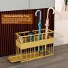 Umbrella Storage Rack Umbrella Stands Rack Long and Short Umbrellas Stand Gold Metal, Indoor Hallway Entryway Umbrella Holder Drying Rack, Large Canes Umbrella Bucket, Walking Sticks Hollow-Out Basket view 4