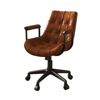 YCKEGEW Height Adjustable Computer Task Chair Ergonomic Desk Chair with Comfy Mid Back Lumbar Support,Modern Accent Chair for Study Room Armchair with Wheels(Brown)