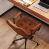YCKEGEW Height Adjustable Computer Task Chair Ergonomic Desk Chair with Comfy Mid Back Lumbar Support,Modern Accent Chair for Study Room Armchair with Wheels(Brown) view 2