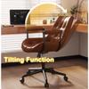 YCKEGEW Height Adjustable Computer Task Chair Ergonomic Desk Chair with Comfy Mid Back Lumbar Support,Modern Accent Chair for Study Room Armchair with Wheels(Brown) view 4