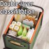 AoForce Laundry Basket with Wheels and Handle Dual Compartments for Easy Categorization Laundry Sorter 19MM Thickened Steel Tube, Oxford Cloth with Side Pocket(Green,63.5x37x65cm) view 3