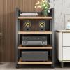 YHWKG Media Stand, Desktop Floor Standing Video Audio Rack,Media TV Stand Rack, Open Stereo Cabinet with Mobile Wheels, Media Storage Cabinet Stereo Component Cabinet(Wood Color,19.6x34.6) view 1