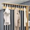 CraftThink Wall Room Divider with 5 Hooks and Shelf, Modern Wood Display Board Organizer Display Storage Bookshelf for Entryway, Living Room (Grey-Black, 55" L x 79" H) view 3