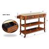 56" Kitchen Island Cart with Storage, Rolling Portable Dining Room Serving Utility Carts with 2 Drawers&Solid Oak Wood Top Two-Sided Kitchen Cart Island Table with Wine&Spice Rack Walnut+Natural Top view 2