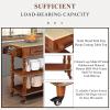 56" Kitchen Island Cart with Storage, Rolling Portable Dining Room Serving Utility Carts with 2 Drawers&Solid Oak Wood Top Two-Sided Kitchen Cart Island Table with Wine&Spice Rack Walnut+Natural Top view 3
