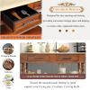 56" Kitchen Island Cart with Storage, Rolling Portable Dining Room Serving Utility Carts with 2 Drawers&Solid Oak Wood Top Two-Sided Kitchen Cart Island Table with Wine&Spice Rack Walnut+Natural Top view 4