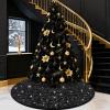 yuboo Black Fur Tree Skirt 48 Inches, Fluffy Faux Fur Christmas Tree Skirt with Sequins for 7.5Ft Tree, Gothic Plush Xmas Tree Rug, Black Christmas Tree Decorations view 1