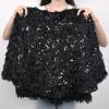 yuboo Black Fur Tree Skirt 48 Inches, Fluffy Faux Fur Christmas Tree Skirt with Sequins for 7.5Ft Tree, Gothic Plush Xmas Tree Rug, Black Christmas Tree Decorations view 2