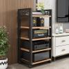 YHWKG Media Stand, Desktop Floor Standing Video Audio Rack,Media TV Stand Rack, Open Stereo Cabinet with Mobile Wheels, Media Storage Cabinet Stereo Component Cabinet(Wood Color,19.6x42.5) view 1