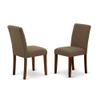 ErgodeMLAB5-MAH-18 5Pc Rectangular Dining Table Set with Butterfly Leaf and Parson Chairs-Mahogany Leg, Linen Fabric Coffee view 2