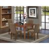 ErgodeMLAB5-MAH-18 5Pc Rectangular Dining Table Set with Butterfly Leaf and Parson Chairs-Mahogany Leg, Linen Fabric Coffee view 3
