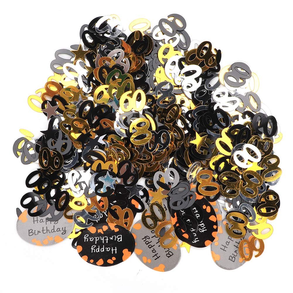 500g Pack Birthday Party Decorations Shiny Confetti Desktop Decorations DIY Birthday Party Anniversary Clothing Decorations Accessories (600 Pieces of Numbers + 12 Pieces of Birthday)