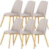 HAOKAZLBR Modern Dining Room Chairs Upholstered Dinner Chair Modern Kitchen Dining Chair Set of 6 Micro Fiber Leather Living Room Lounge Counter Chairs Sturdy Carbon Steel Metal Legs(Light Grey) view 1