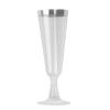 Balsa Circle 12 Clear 6 oz Disposable Flutes Glittered Plastic Champagne Glasses Silver Trim Wedding Party Events Decorations Supplies view 1