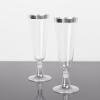 Balsa Circle 12 Clear 6 oz Disposable Flutes Glittered Plastic Champagne Glasses Silver Trim Wedding Party Events Decorations Supplies view 2