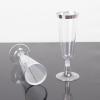 Balsa Circle 12 Clear 6 oz Disposable Flutes Glittered Plastic Champagne Glasses Silver Trim Wedding Party Events Decorations Supplies view 3