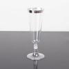 Balsa Circle 12 Clear 6 oz Disposable Flutes Glittered Plastic Champagne Glasses Silver Trim Wedding Party Events Decorations Supplies view 4