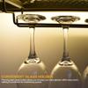 GWLQRTXV X2 39in Wine Rack with LED Lighting Wall Mounted Glass Holder, 3-Tiers Liquor Bottles Shelves Display Storage Organizer Hanging Long Stemware Goblet Metal for Home Mini Bar Cellar Black view 3