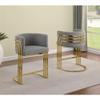Modern Teddy Fabric Bar Stools with Chrome Legs - Dark Gray - Elegant Barrel Design with Gold Frame - Set of 2 - Perfect for Dining Room, Bar, Office, or Living Room view 2