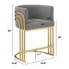 Modern Teddy Fabric Bar Stools with Chrome Legs - Dark Gray - Elegant Barrel Design with Gold Frame - Set of 2 - Perfect for Dining Room, Bar, Office, or Living Room view 3