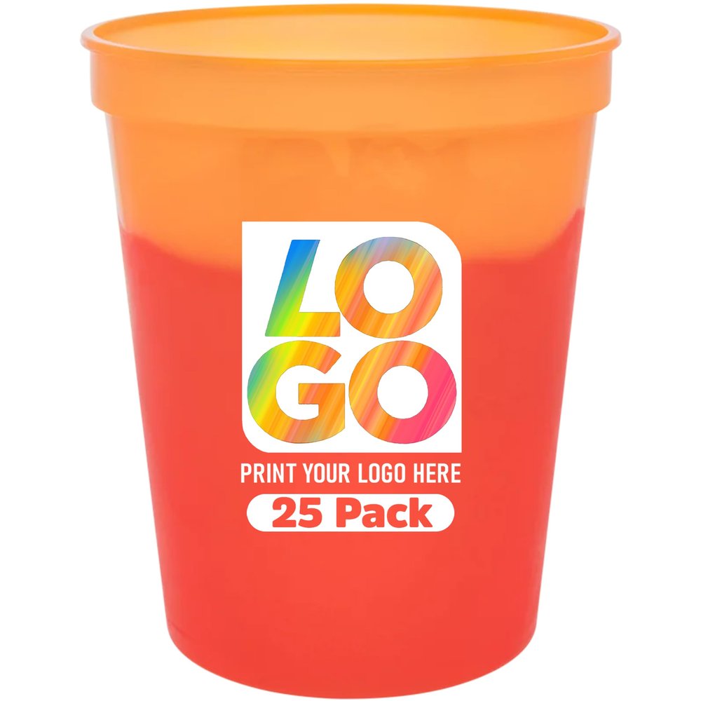 16oz Color Changing Stadium Cups with Custom Multi-Color Imprint for Parties & Events