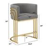 Modern Teddy Fabric Counter Height Stools with Chrome Legs - Green - Elegant Barrel Design with Gold Frame - Set of 2 - Perfect for Dining Room, Bar, Office, or Living Room view 2