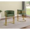 Modern Teddy Fabric Counter Height Stools with Chrome Legs - Green - Elegant Barrel Design with Gold Frame - Set of 2 - Perfect for Dining Room, Bar, Office, or Living Room view 3