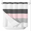 No Hook Shower Curtain and Snap in Liner Set, Black Grey Pink Striped Fabric Bathroom Shower Curtains 72x72, See Through Mesh Top Window, Geometric Horizontal Simple Lines Hotel Style, Waterproof view 1