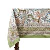 110x110 Inches Square Hand Block Printed Cotton Tablecloth, Green Blue Floral Table Cloths Washable, Indian Table Linen for Valentine Thanksgiving Gifts Home Decor Dinning Outdoor view 1