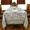 110x110 Inches Square Hand Block Printed Cotton Tablecloth, Green Blue Floral Table Cloths Washable, Indian Table Linen for Valentine Thanksgiving Gifts Home Decor Dinning Outdoor view 3