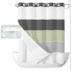 No Hook Shower Curtain and Snap in Liner Set, Black Grey Green Striped Fabric Bathroom Stall Shower Curtains 36x78, See Through Mesh Top Window, Geometric Modern Horizontal Simple Lines Hotel Style view 2